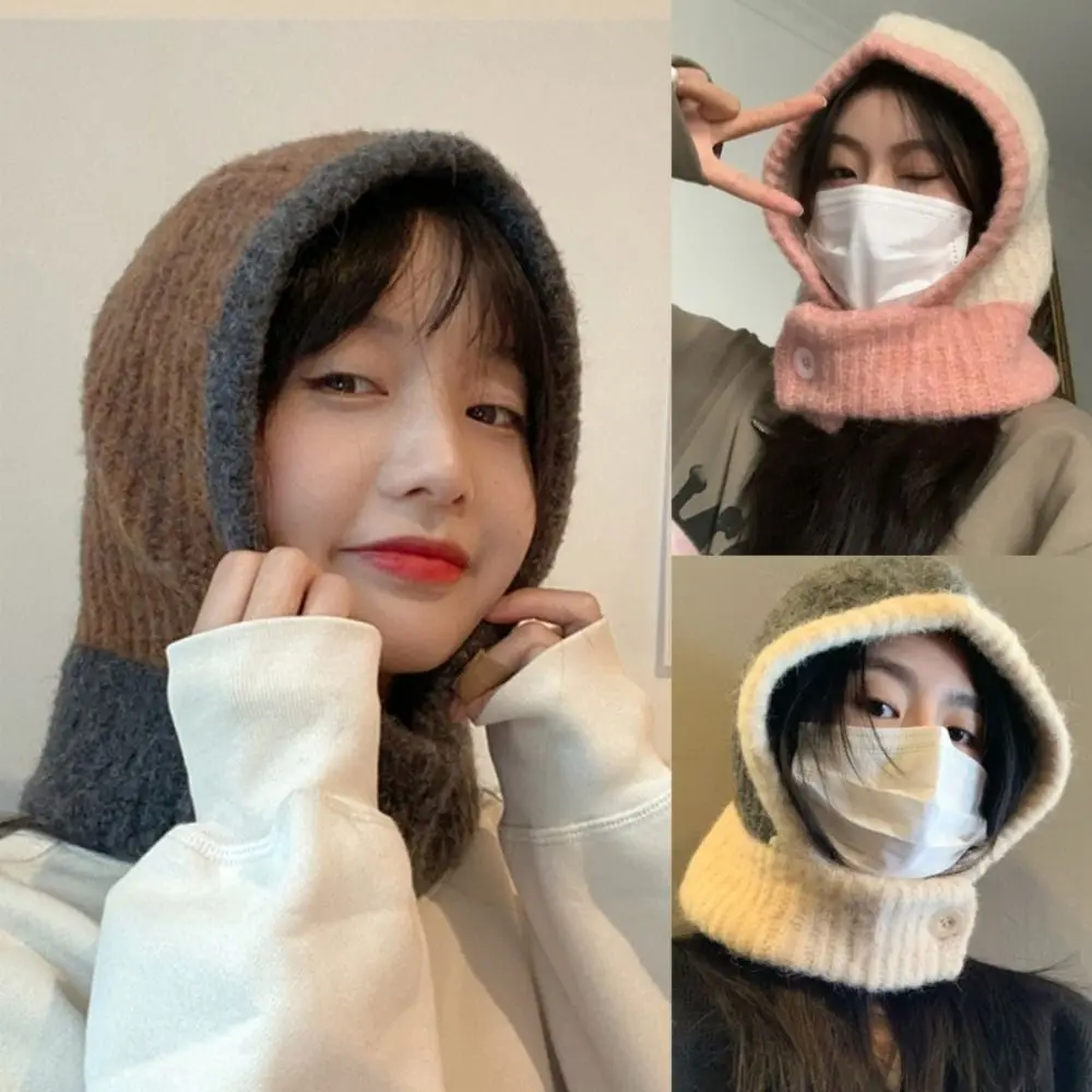 

Fashion Balaclava Earflaps Scarf Hat Autumn Headgear Ear Protection Bomber Cap Pilling Resistant Windproof Bib Hat Outdoor Ski