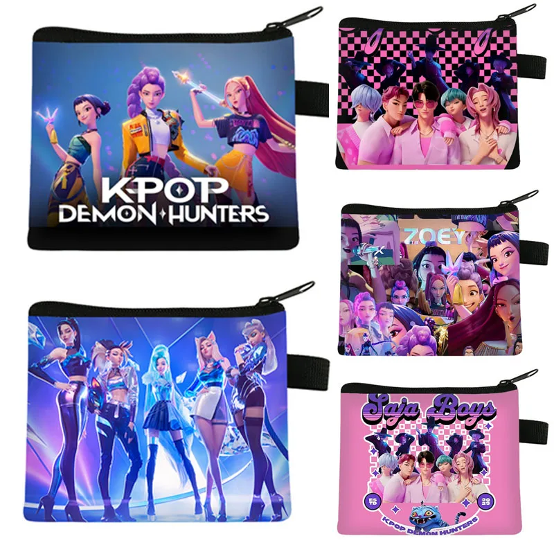 

KPop Demon Hunters Coin Wallet Anime Girl Zipper Short Wallet Headphone Storage Bag Cartoon Portable Lipstick Key Bags Gifts