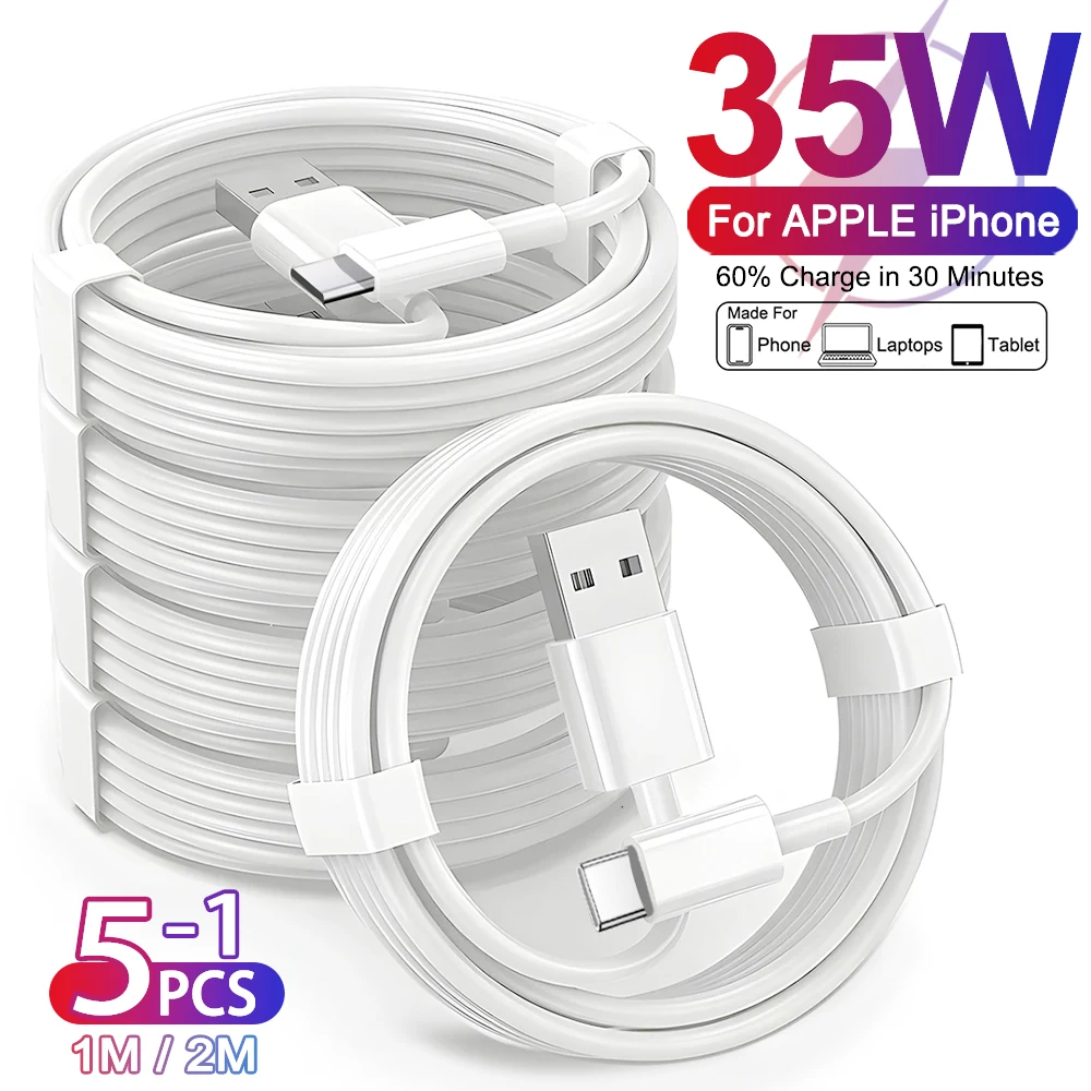 1-5Pcs Original 35W Schnelle Lade USB Kabel Für Apple iPhone 16 17 15 Pro Max Plus USB Typ C Kabel Daten Linie Telefon Zubehör