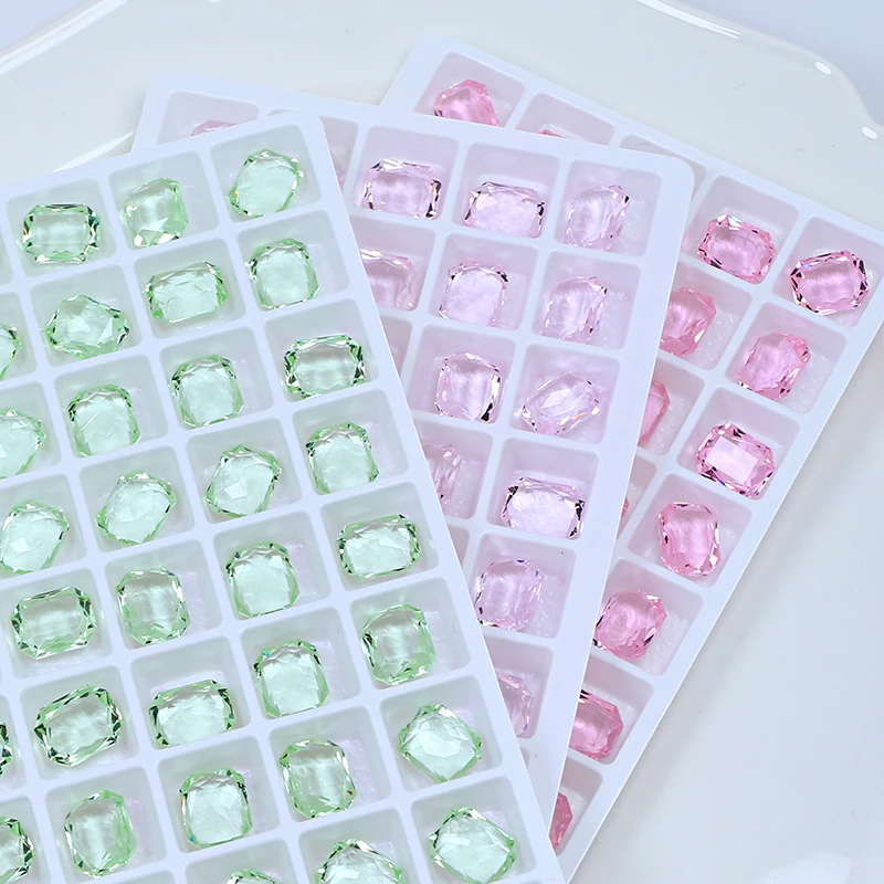 10x8mm Rectangular Octagon Transparent Nail Crystal Decoration for women\'s Clothing and Beads for Needlework DIY
