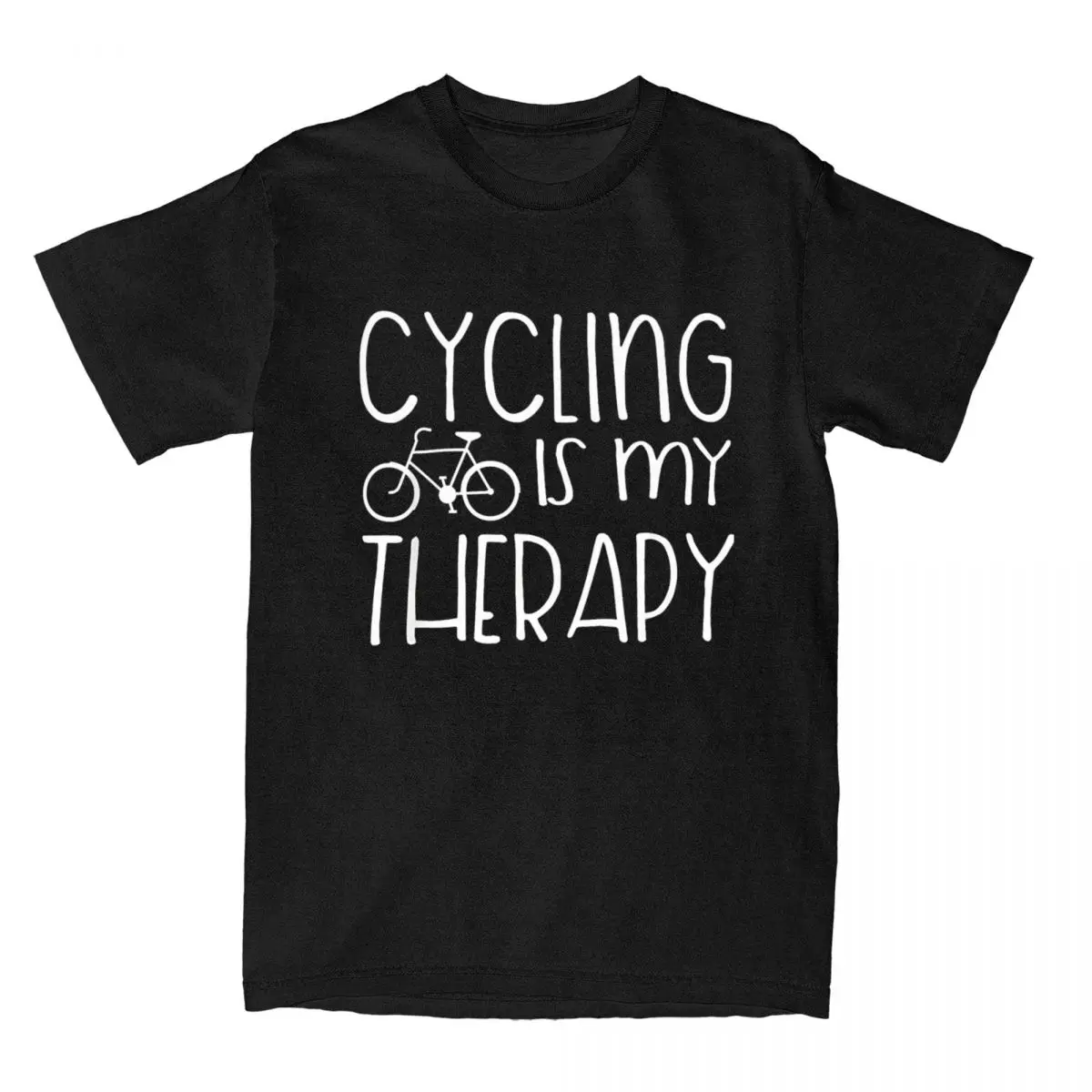 Cycling Is My Therapy Bicycle Design T Shirt Men's Cotton Funny T-Shirt Bike Riding Rider Cyclist Tee Shirt Clothes Gift Idea