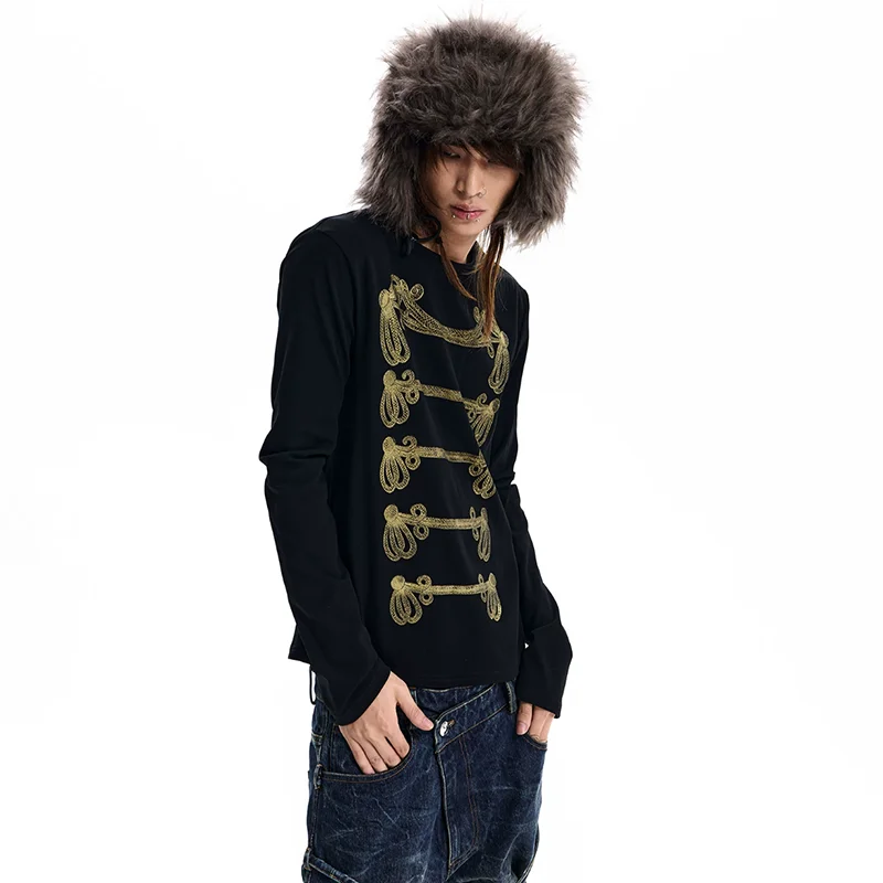 LUZHEN 2026 New Trendy Original Luxury Printed Pattern Long Sleeve T-shirt Men's High Quality Pure Cotton Round Neck Tops JY9216