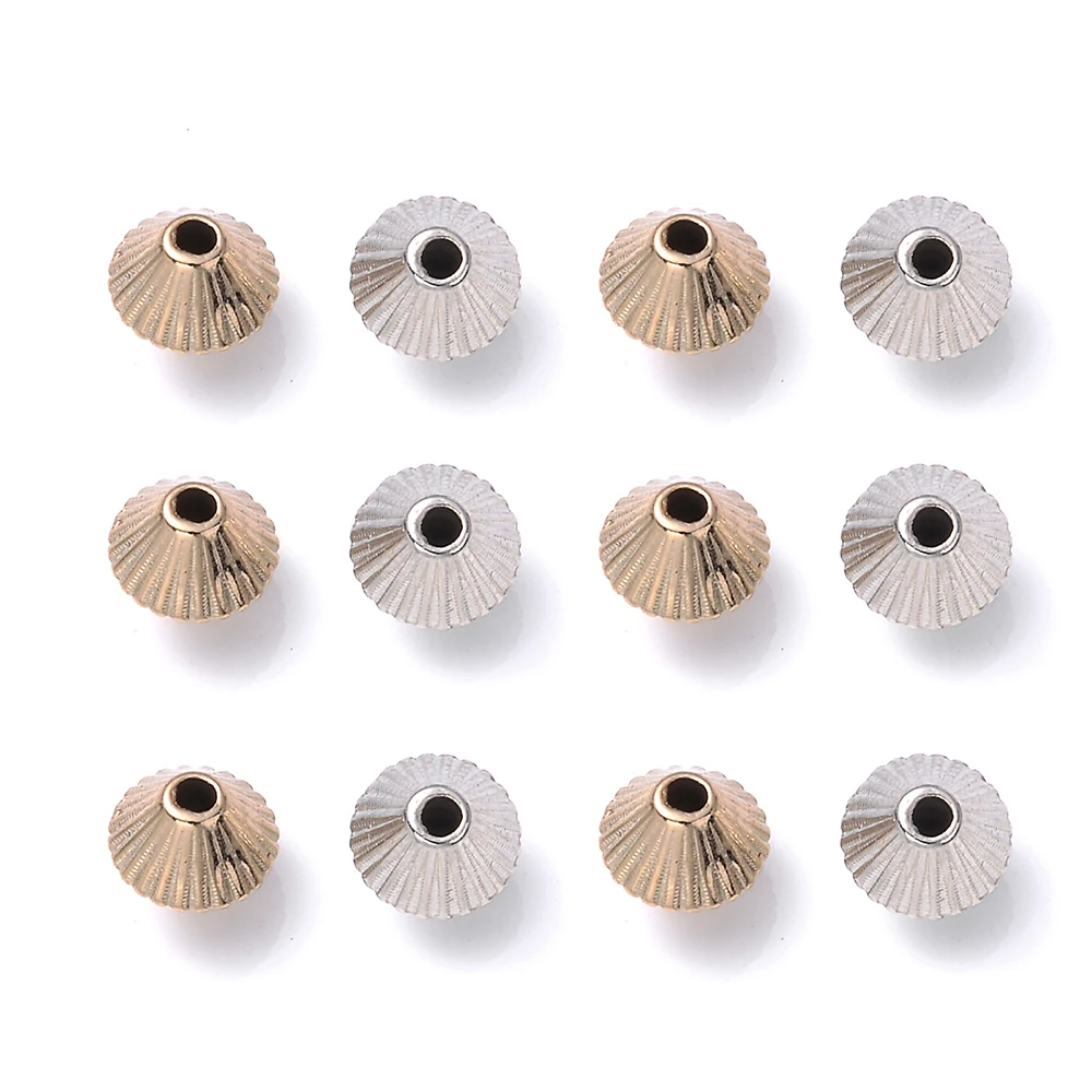 100 Stück 7MM Metallfarbene CCB Bicone Perlen Gestreifte Kegelperlen Lose Abstandsperlen für DIY Schmuckherstellung Armband Halskette Ohrringe – Detail 4