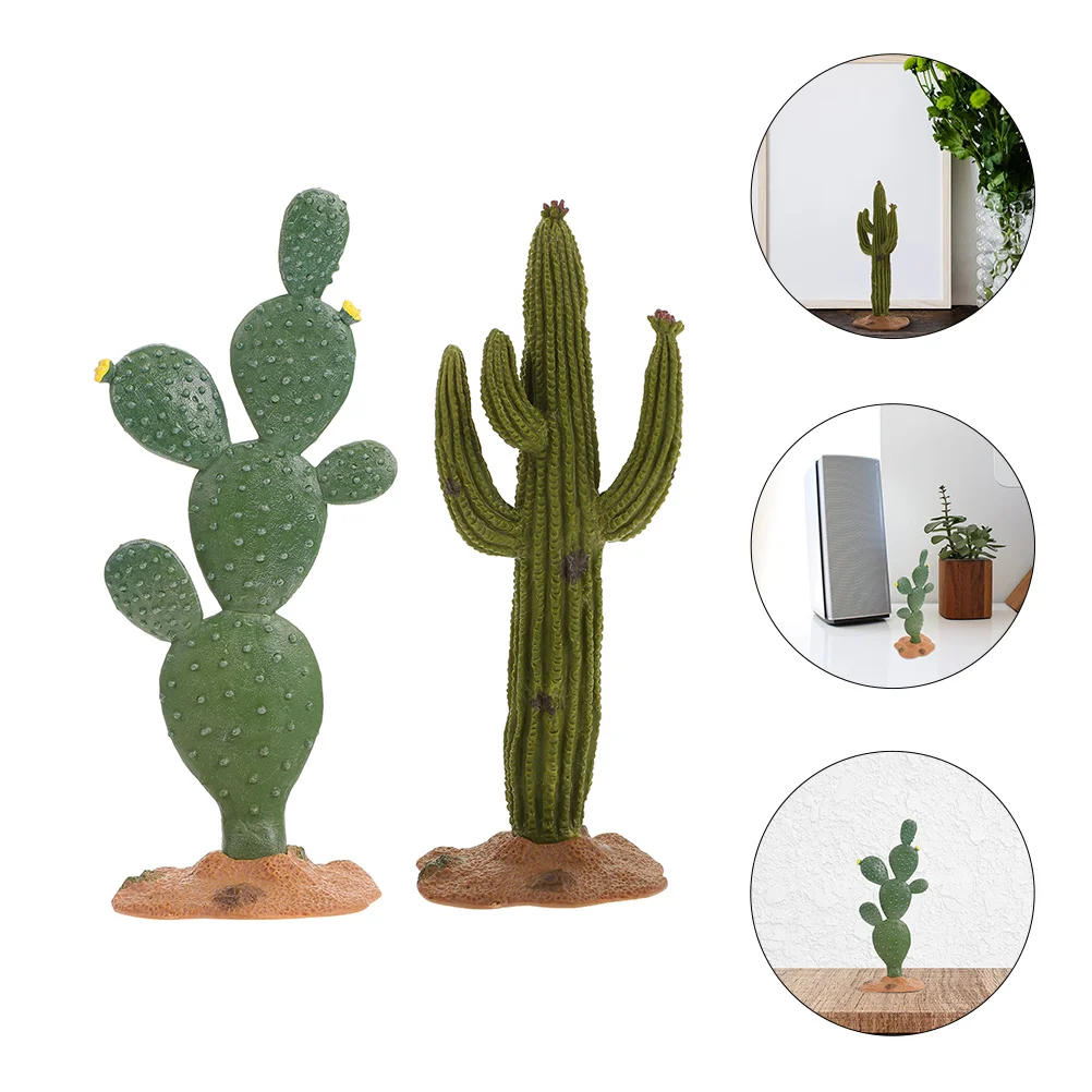 

2 Pcs Simulation Cactus Model Decor Faux Plants Indoor nament Desktop Craft Tabletop Statue PVC Realistic Design Garden