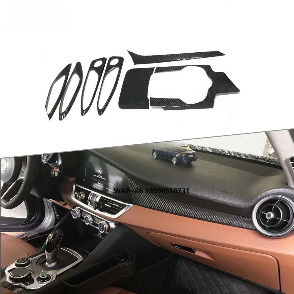 

Dry Carbon Fiber Car Interior Center Console Gear Shift Panel Trim for Giulia 2016-2018 Door Handle Covers
