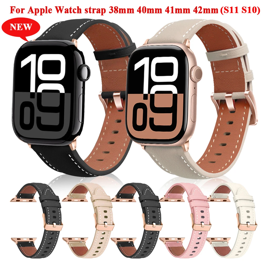 

Leather Strap For Apple Watch Band 38/40/41/42mm（Series10 11）New bracelet IWatch Series11 10 9 8 7 SE 6 5 4 Wristband Accessor