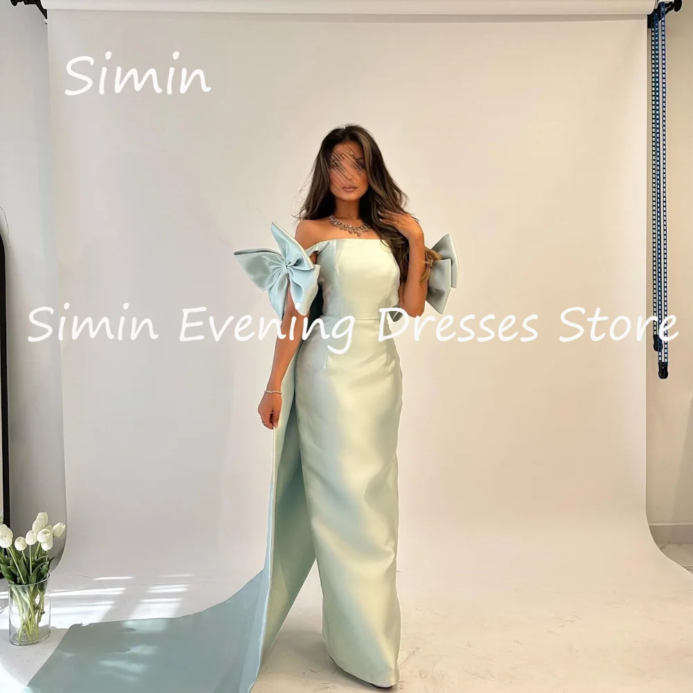 

Simin Satin Mermaid Off-the-shoulder Formal Luxury Prom Gown Bow Floor-length Evening Elegant Party dresses for women 2023