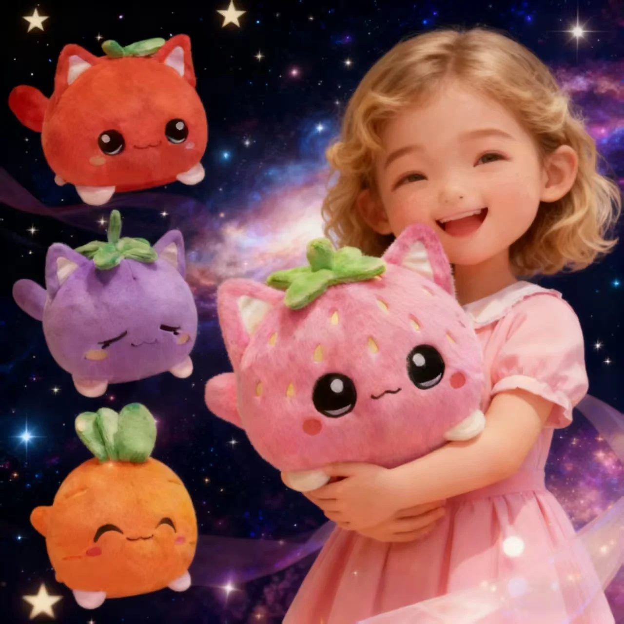 

Cute Plush Dolls With Strawberry Cat Stuffed Soft Toys Fruit Sofa Doll Birthday Gift Room Decor Children's Friends Birthday