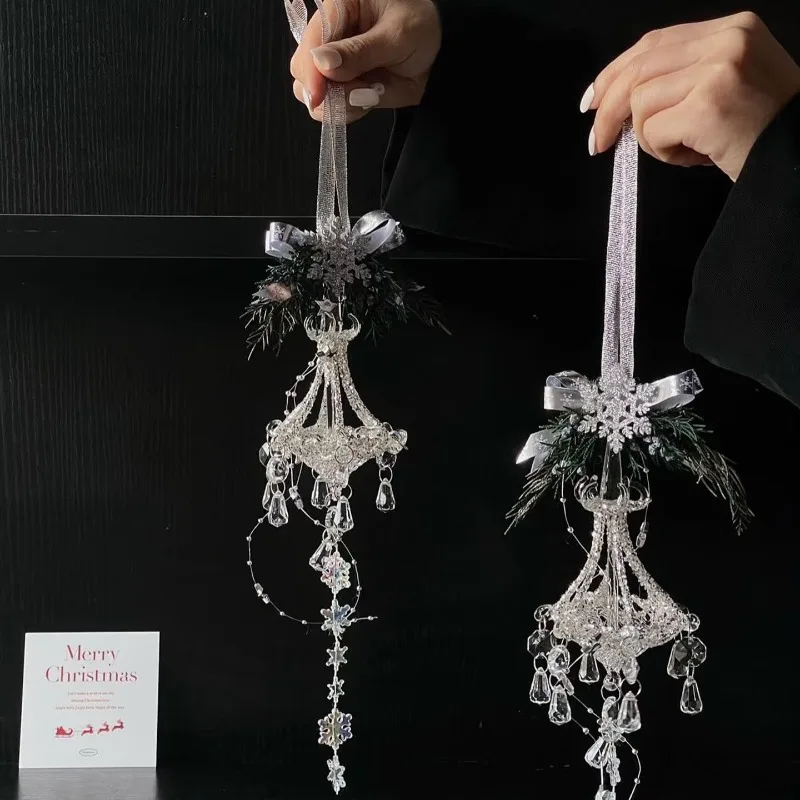 Christmas decorations in the car DIY material package Crystal lamp pendant Car rearview mirror pendant Car Christmas gift