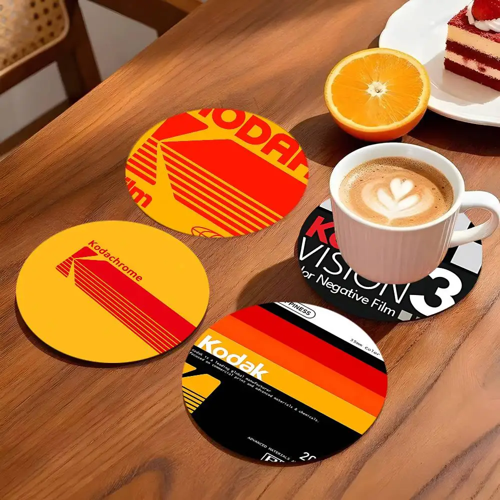 K-Kodak Camera Brand Coasters 10cm Round Wooden Suitable For Drinks Tea Coffee Home Gift Choice Holidays