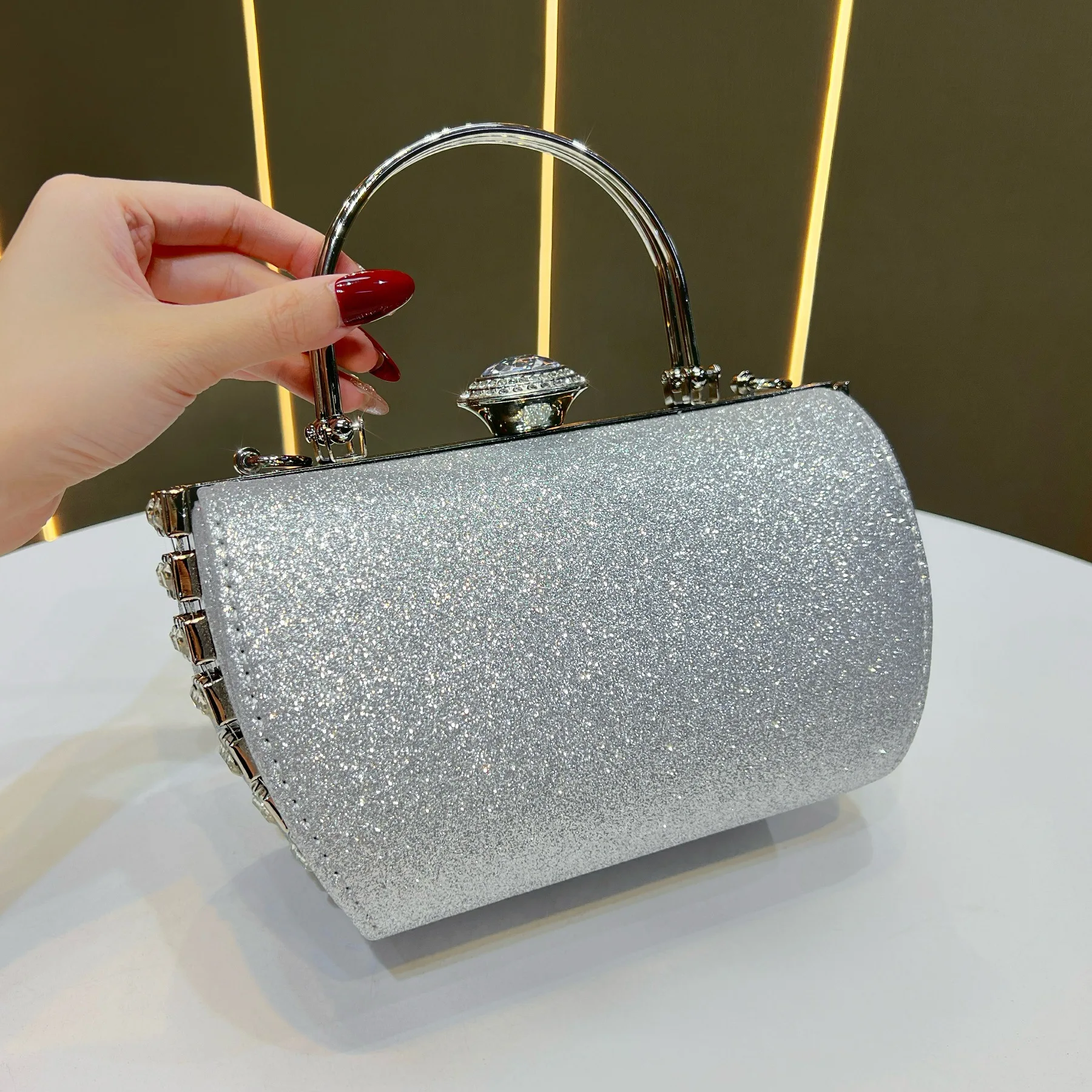 New celebrity shiny handbag diamond-encrusted light luxury handbag fashion dinner chain bag niche messenger women's bag
