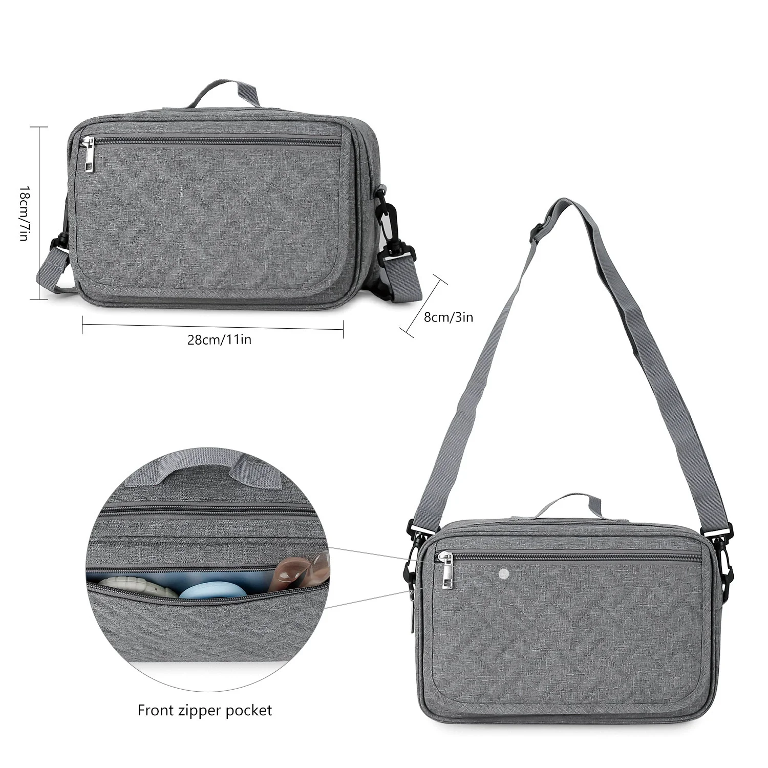 

Small Diaper Bag Stroller Bag Diaper Organizer Caddy for Diapers with Changing Mat, Stroller Straps and Adjustable Shoulder