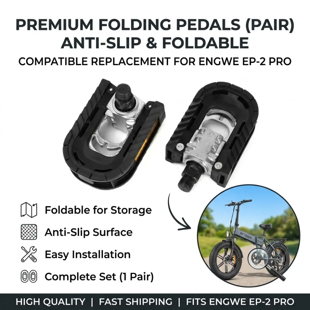 Foldable Pedals for ENGWE EP-2 Pro Electric Bike, Non-Slip Folding Bicycle Footrests, Pair Replacement Parts