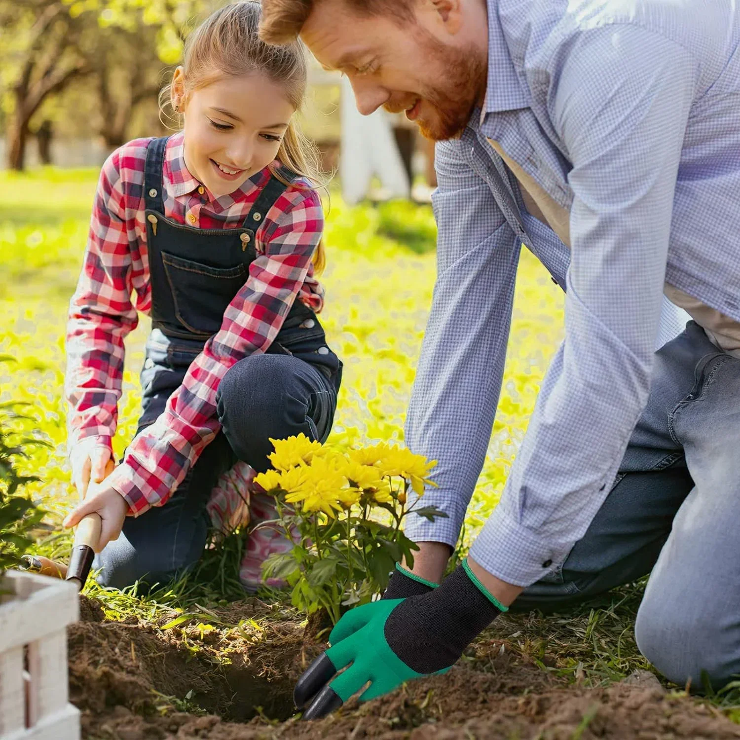 1 par de guantes de jardín con garras, guantes de jardinería con garras para plantar, trabajo de jardinería transpirable para excavar guantes de jardinería