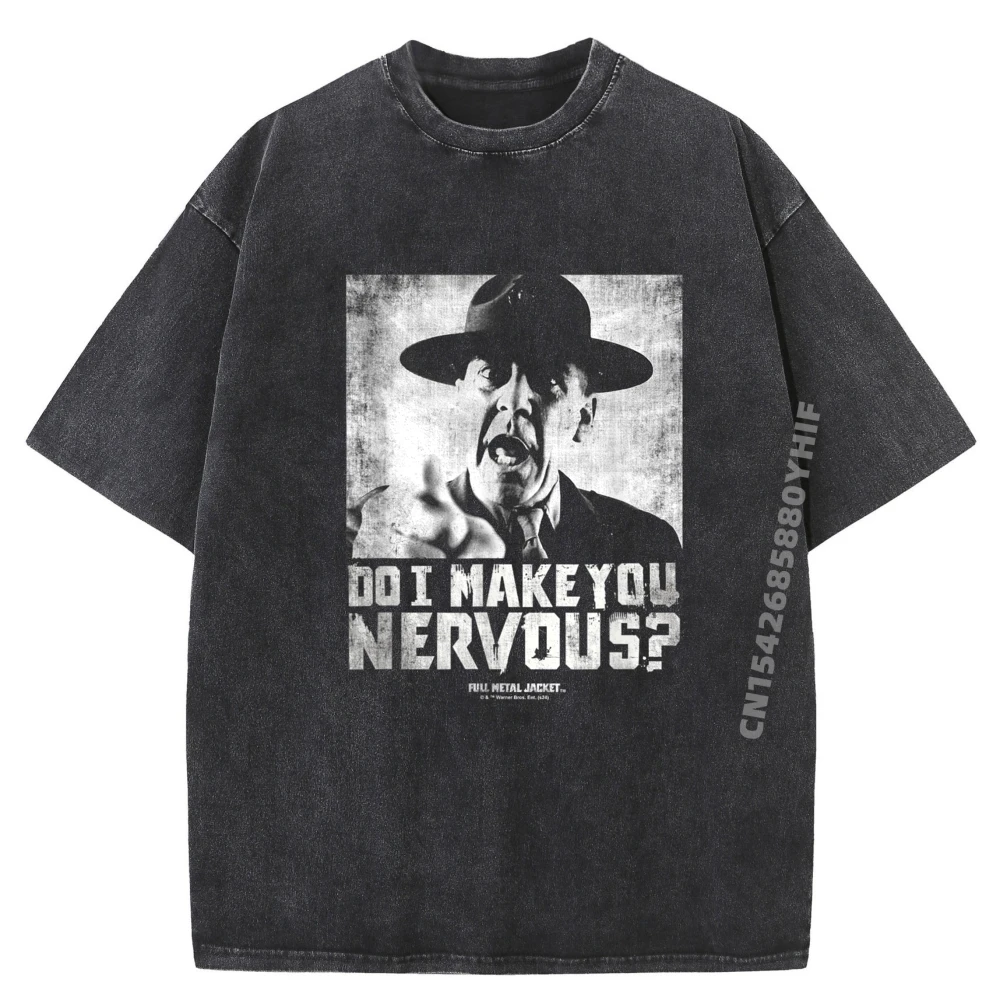 

Do I Make You Nervous Mens Clothing Summer Christmas Shirt Printed T Shirt Retro Washed Clothes Casual