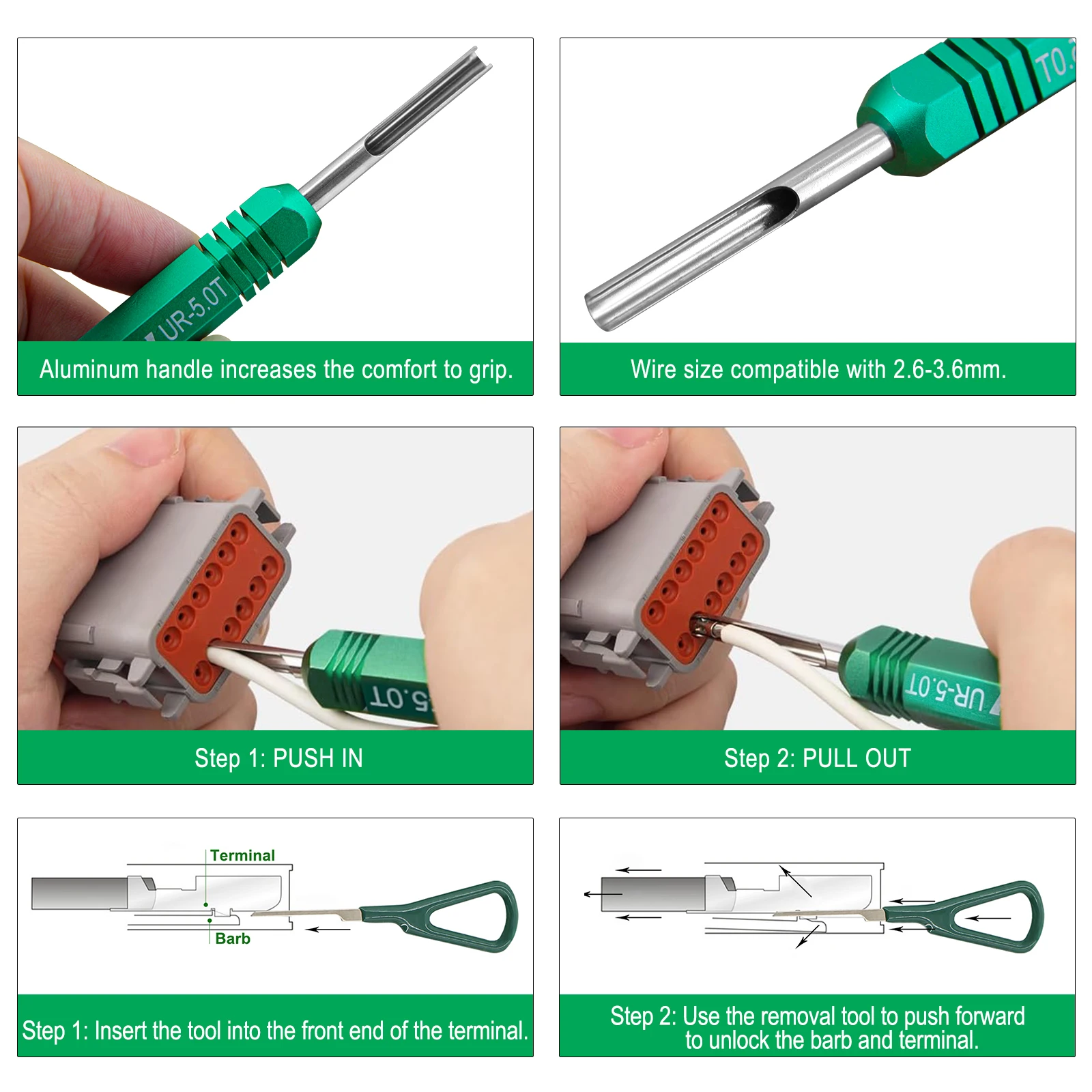 Deutsch Pin Removal Tool Terminal Release Kit for Deutsch DT DTM DTP and HD Series Connectors with 6pcs Flathead Screwdriver Kit