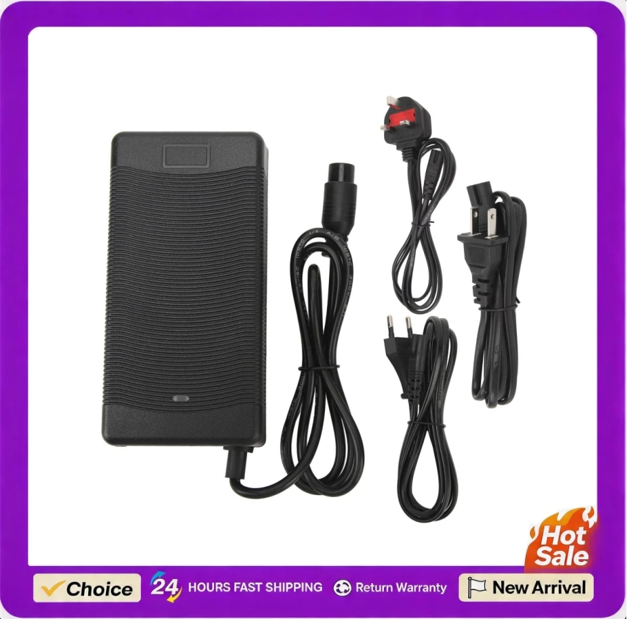 Battery Charger 48V 2A Safe Protection with 3 Prong Plug High Stability Plug and Play for KUGOO M4 PROM4 Electric Scooter