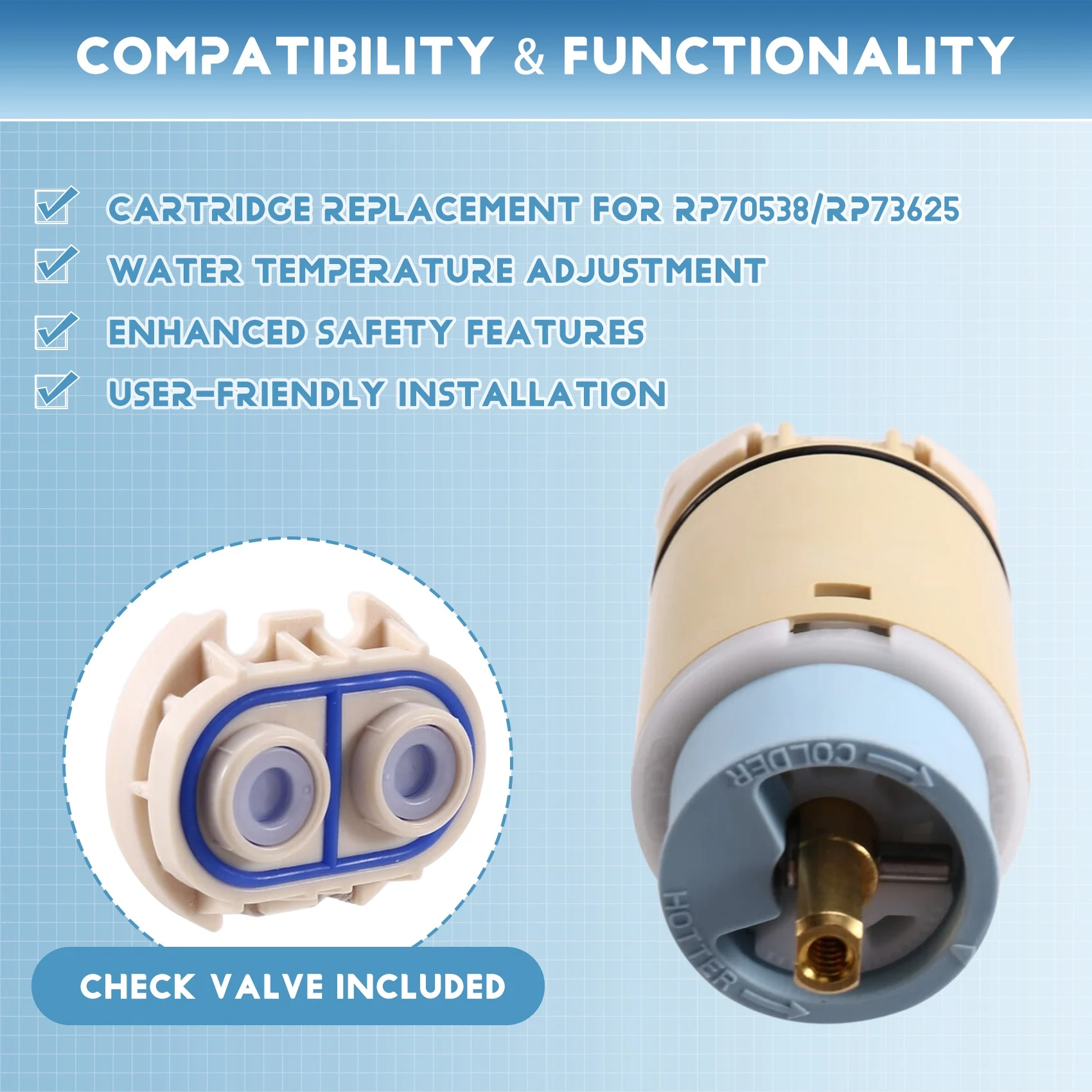 Single Function Pressure Balance Replacement for RP70538/RP73625, Shower for /