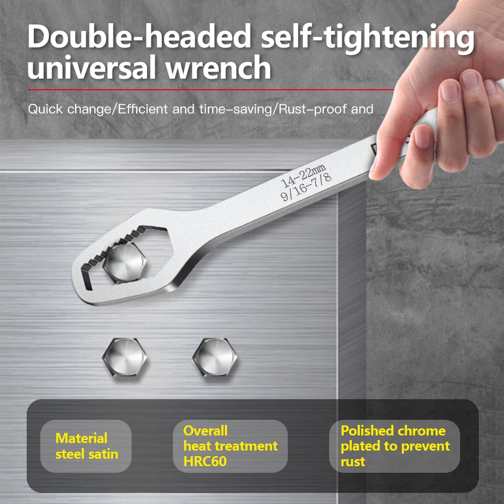 Universal Torx Wrench 3 17mm 8 22mm 5mm Thickness Self Tightening Adjustable Wrench Board Double Head Torx Spanner Hand Tools