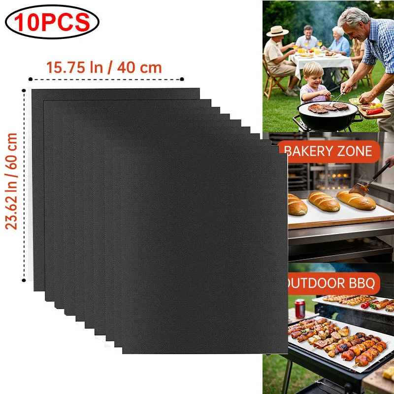 buyyes BBQ Matten Ofen Boden Liner Wiederverwendbare Antihaft-Backmatten Party Im Freien Schutz Matten Küche Werkzeuge Hitzebeständige Grill Matten 6