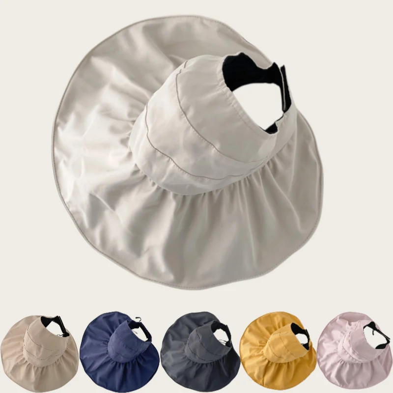 Sommerlicher, offener Sonnenhut mit breiter Krempe für Damen, UV-Schutz, Sonnenschutz-Bucket-Hat, Damen-Sonnenschutzkappe für den Strand und Outdoor-Aktivitäten