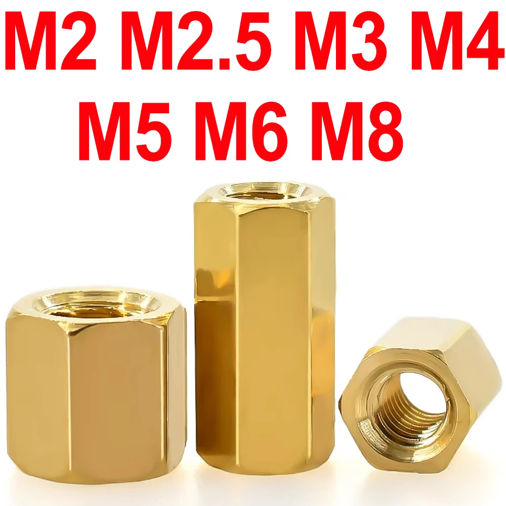 Hex Brass Standoff M2 M2.5 M3 M4 M5 M6 M8 Female Motherboard Spacing Screws Metric Thread Borad Rack Stud Standoffs Bolt Spacers