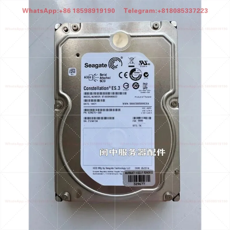 Brand New 3.5-inch 4TB SAS Enterprise Server Hard Disk Drive ST4000NM0023, High Performance 7200RPM 128MB Cache HDD