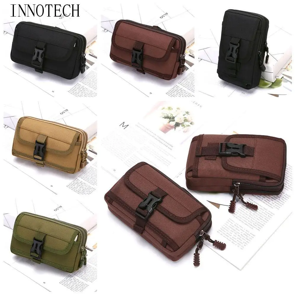 

Double Layer Mobile Phone Bags Nylon Colth Horizontal/Vertical Style Belt Waist Bag Snap Button Durable Phone Molle Purse