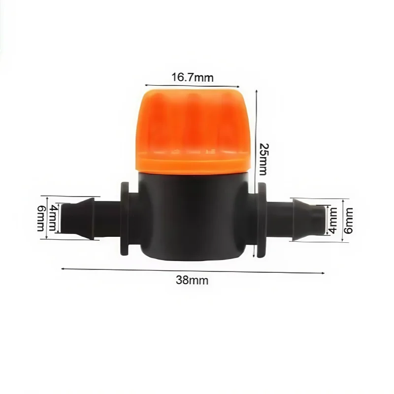 20Pcs 1/4'' Barbed Mini Valve Garden Tap Barb Connectors For 4/7mm Hose Irrigation Barbed Water Flow Control Valve Garden