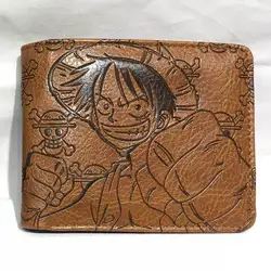 One Piece Anime Figures Luffy Skull Embossing Foldable Wallet Card Clip Bag Children Cartoons Cosplay Coin Purse Birthday Gifts