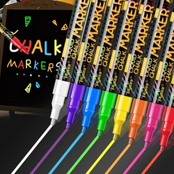 8 Colors Liquid Chalk Erasable LED Highlighter Fluorescent Marker Suit for Blackboard Glass Window Painting Advertisement Chalk