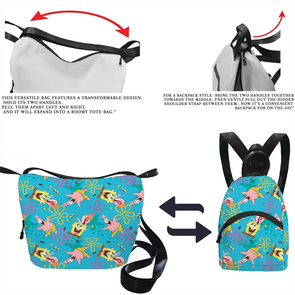 

Губка Боб Квадратные Штаны Щеки на одно плечо и рюкзак, многофункциональный модный подарок двойного назначения, качественный и милый