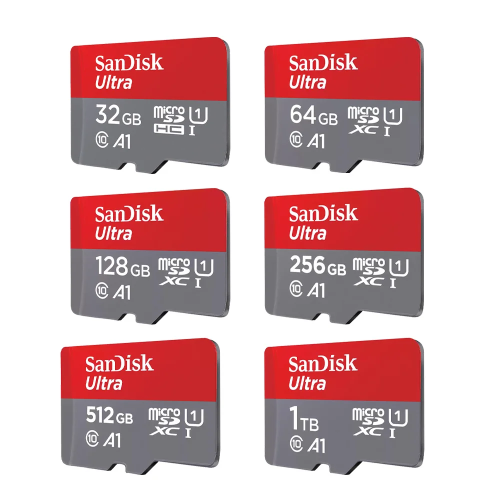 SanDisk 마이크로 SD 메모리 카드 클래스 10, 울트라 A1 SDHC/SDXC UHS-I, 120 MB/s-150 MB/s TF 카드, 64GB, 32GB, 128GB, 512GB, 256GB