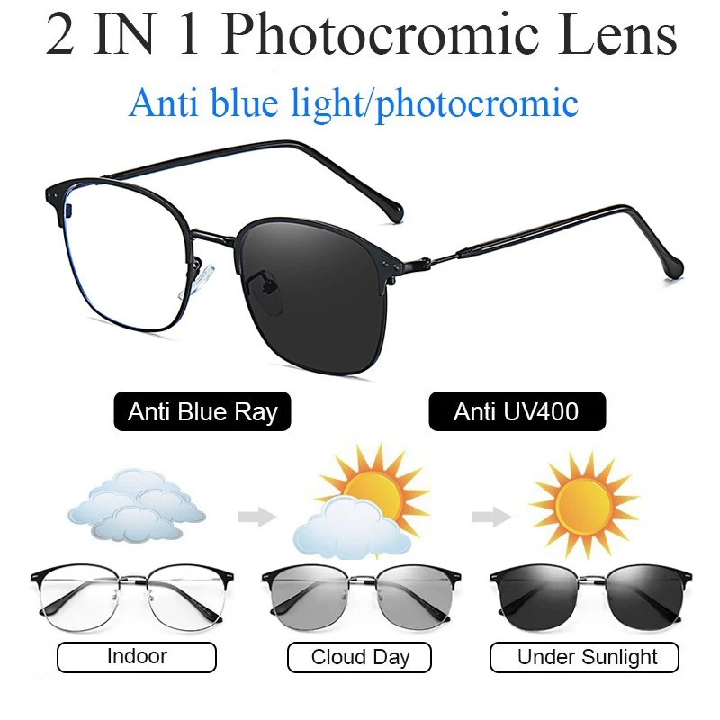 Anti Blue Light Photochromic Women Glasses Men Driving Sunglasses Anti Radiation Lens Computer Eyeglasses Gaming Eyewear UV400