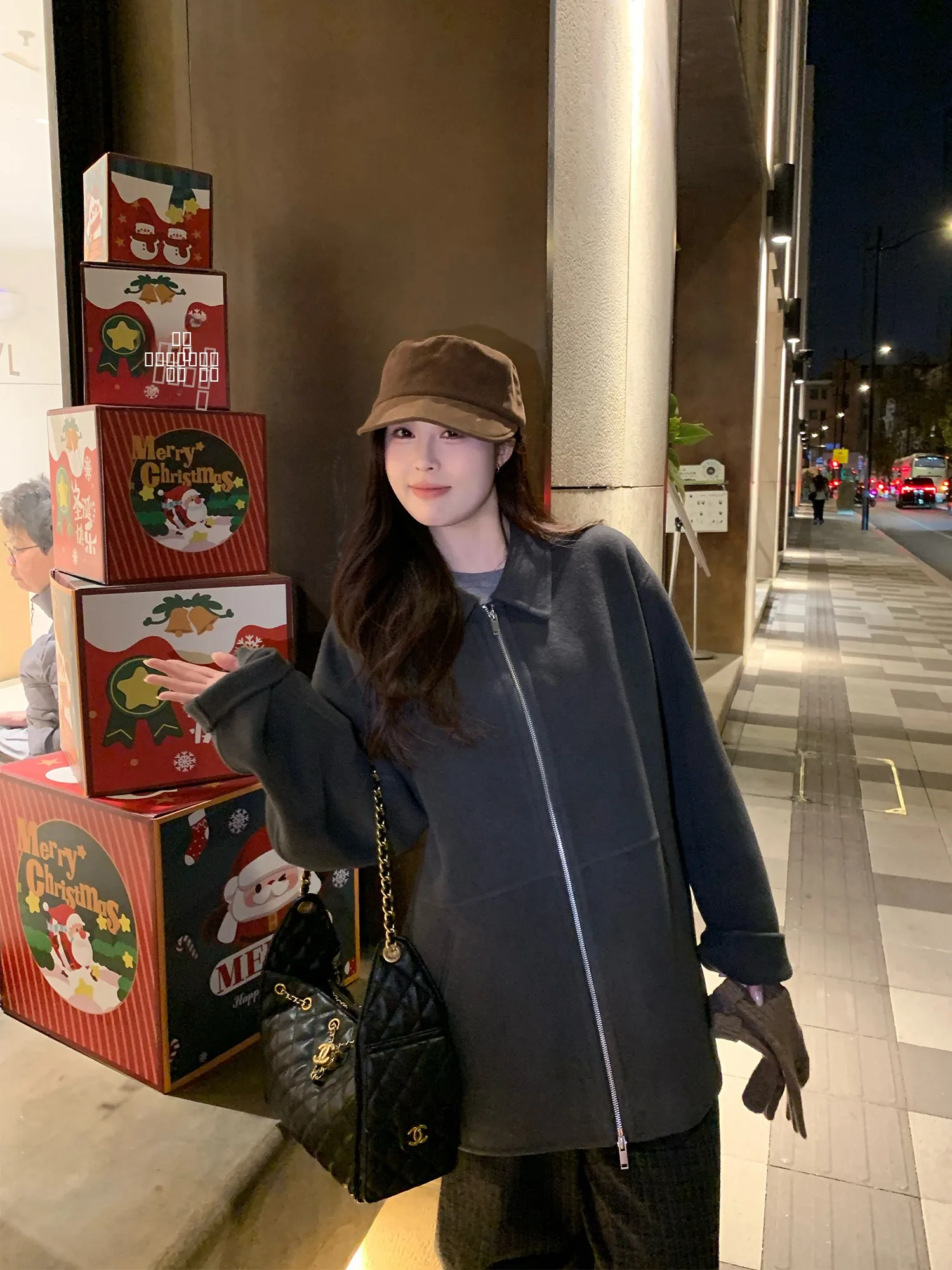 

NAZ Large Size Winter Coat 00 Wool Faionable Premium Double-Faced Woolen Jaet with Hood for Plump Sisters Loose Fit