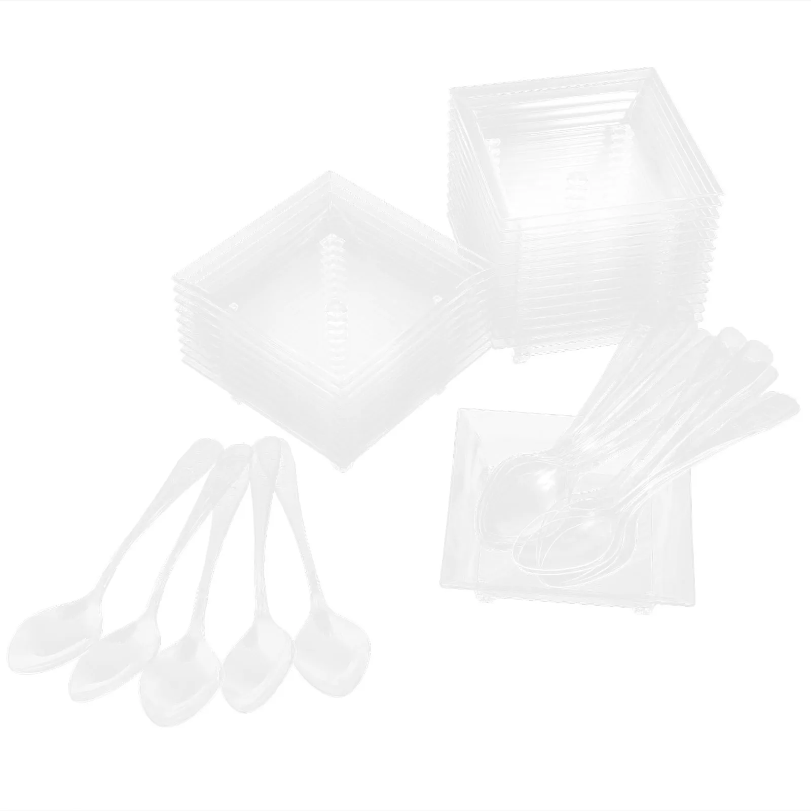 

100 шт., набор сладких десертных тарелок 2,5 "X 1,8" X 0,6" прозрачные квадратные пластиковые тарелки для закусок для кексов, чизкейков, закусок, свадебных