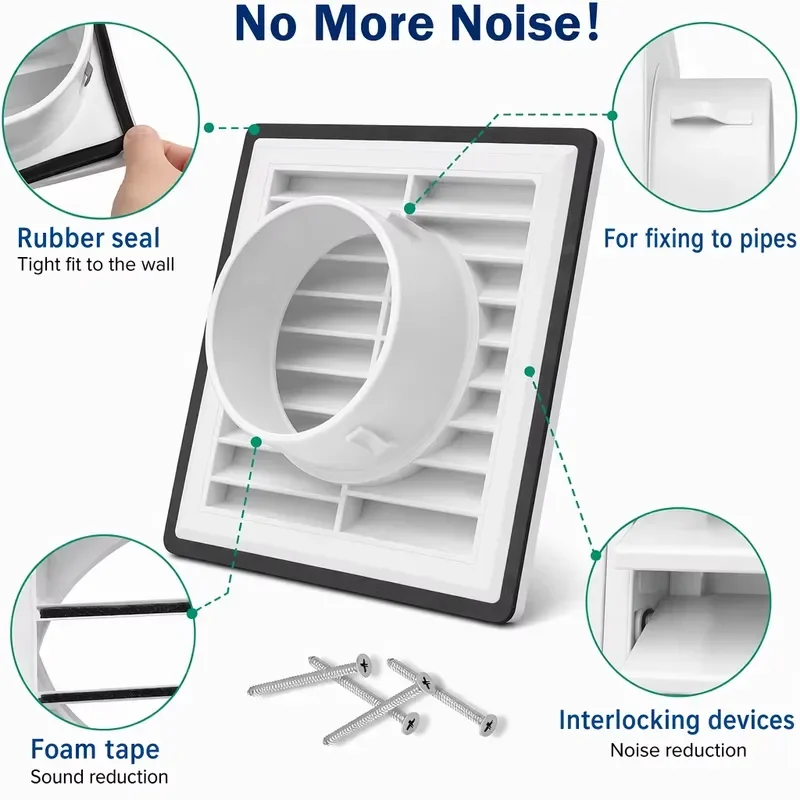 Waterproof Square Aluminum Shutter Ventilation Grille with Built-in Insect Mesh Super Breathable Anti-seepage Wall Mounted