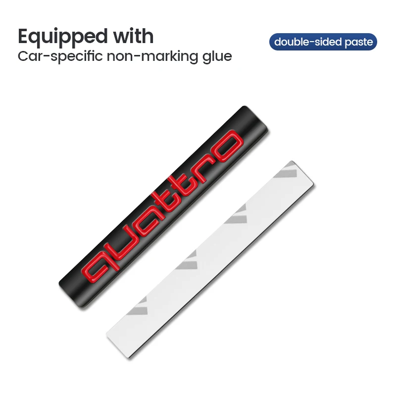 1pc 3D Metal Car Styling Quattro Badge Emblem Rear Trunk Decor Sticker Decals For Audi Quattro A4 A5 Q5 A1 Q7 B6 B8 B7 B9 B5 A3