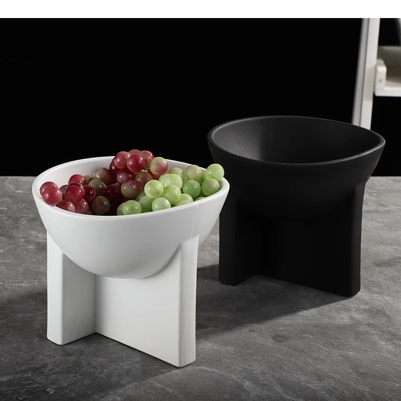 

Современный стиль, керамическая тарелка с фруктами на высоких ножках, обеденный стол для гостиной, конфеты, орехи, закуски, украшение для домашнего хранения
