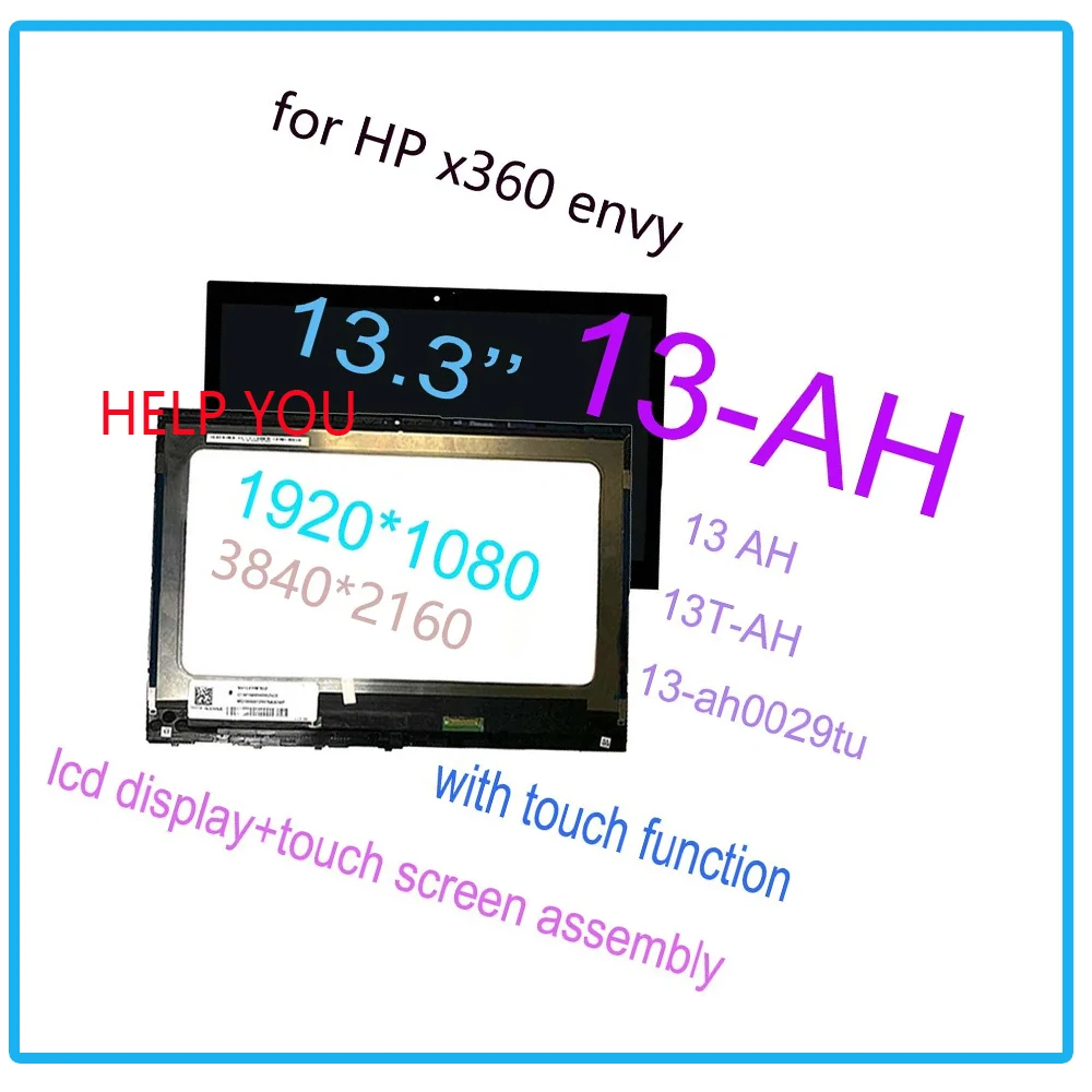 aaaaa+ 13.3'' for hp x360 envy 13 ah 13t-ah 13-ah series lcd display touch screen digitizer assembly with frame 13-ah0029tu lcd