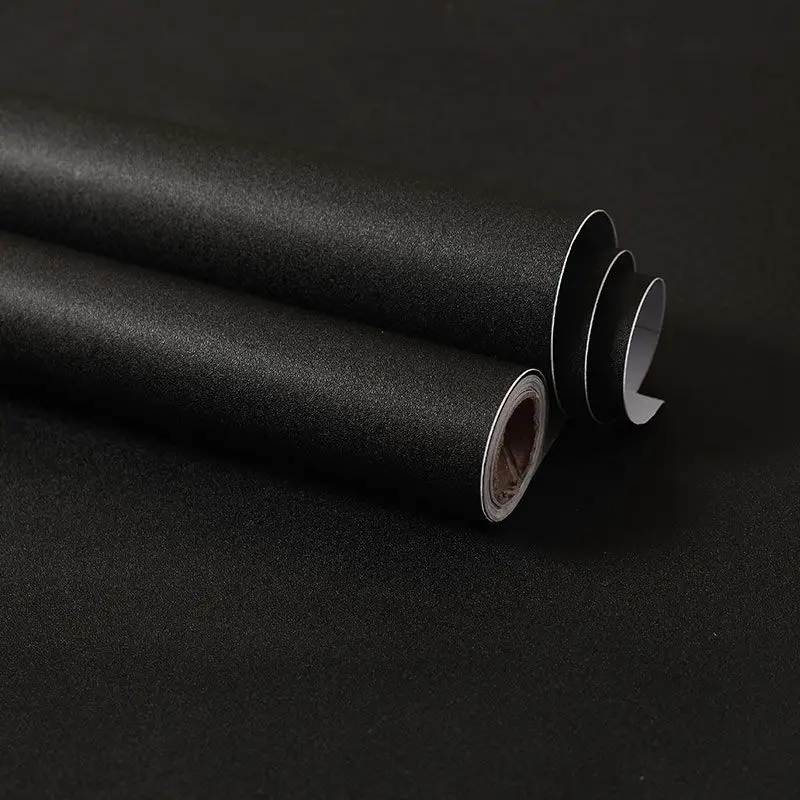

New Matte Black Pvc Self-Adhesive Wallpaper Vinyl Waterproof Stickers Living Room Kitchen Cabinets Furniture Stickers Home Decor