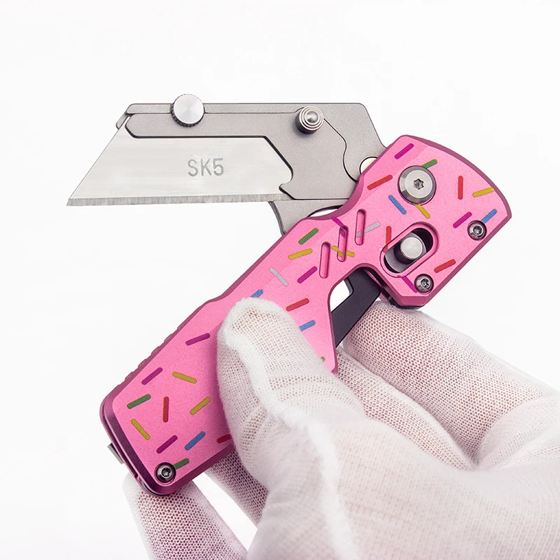 BHBT ミニ折りたたみポケットユーティリティナイフ文具アルミ合金ポータブル EDC ボックスカッター交換可能な刃