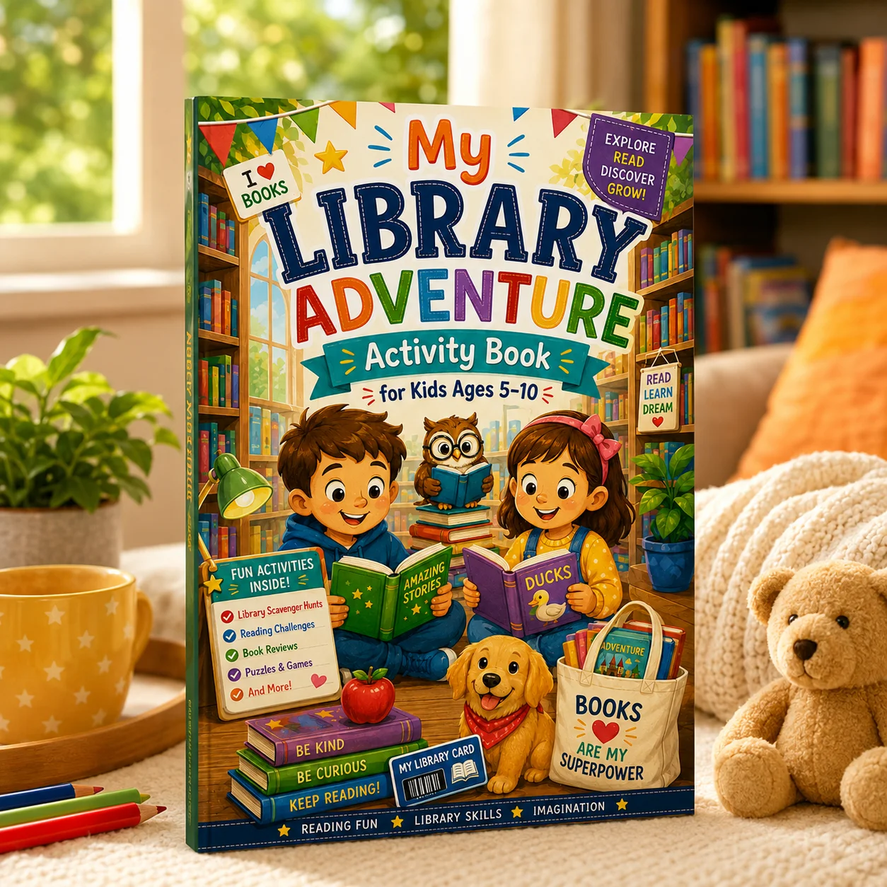 My Library Adventure Kids Activity Book, Reading & Library Skills Workbook for Ages 5‑10