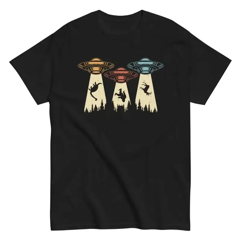 New Limited Ufo Sasquatch Dinosaur Abduction Deer Funny T Shirt Science