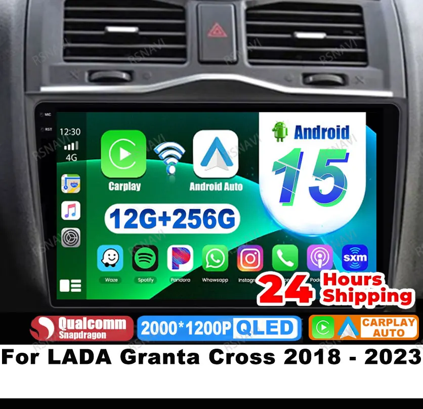 

Автомобильный радиоприемник Android 15 для LADA Granta Cross 2018-2023 DVD Мультимедиа GPS DSP Головное устройство Viedo Player Qualcomm Navigation 4G LTE