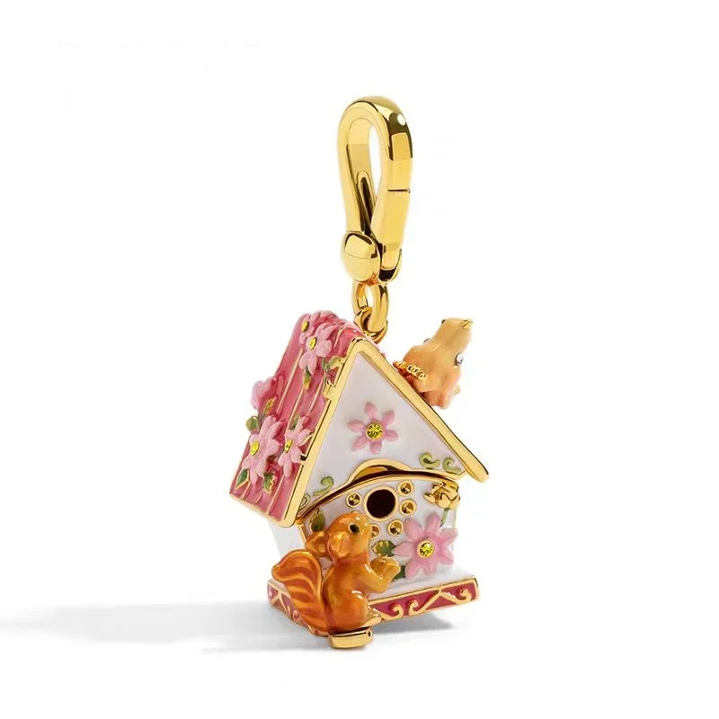 Squirrel Cake House Bird Pendant