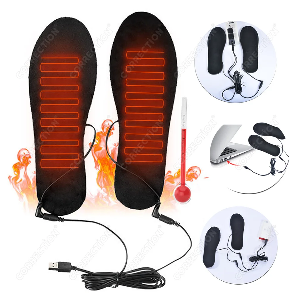 Winter Electric Heated Insoles USB Heating Feet Warmer Thermal Shoes Sock Pad Heated Insoles Washable Full Foot Fever Unisex