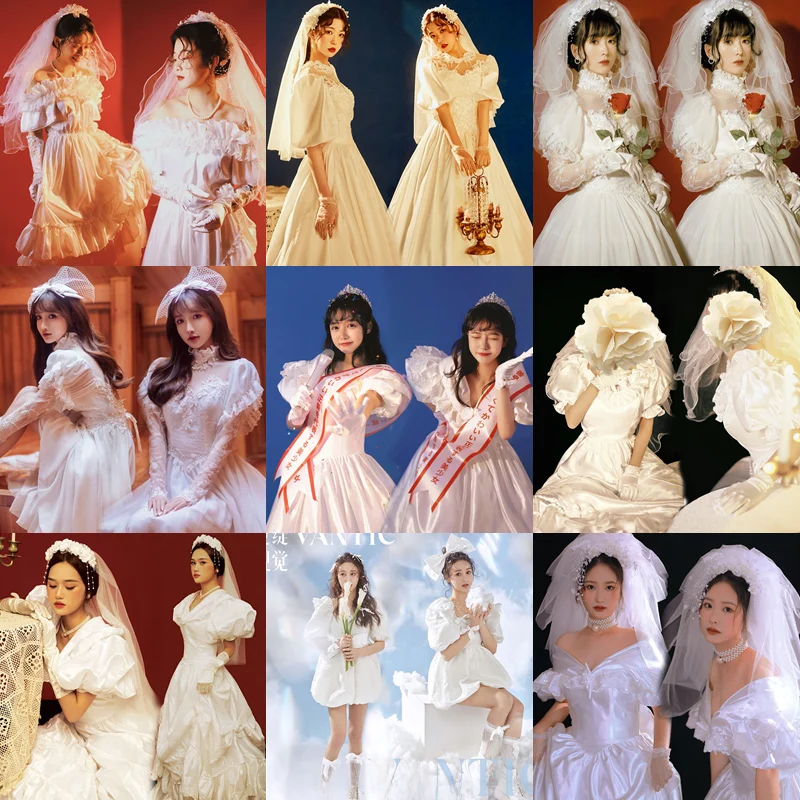 

Retro Court Wedding Dr Hong Kong Sle Women's White Photoaphy Studio Theme Retro Faion Photoaphy Clothing