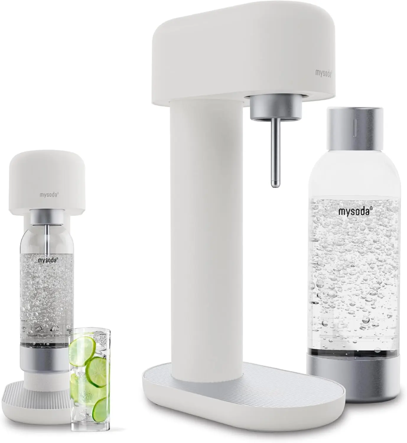 Sparkling Water Maker - Silent Carbonated Water Machine Made of Robust Long-Lasting Aluminium & 1L Water Bottle - Without CO2 Cy