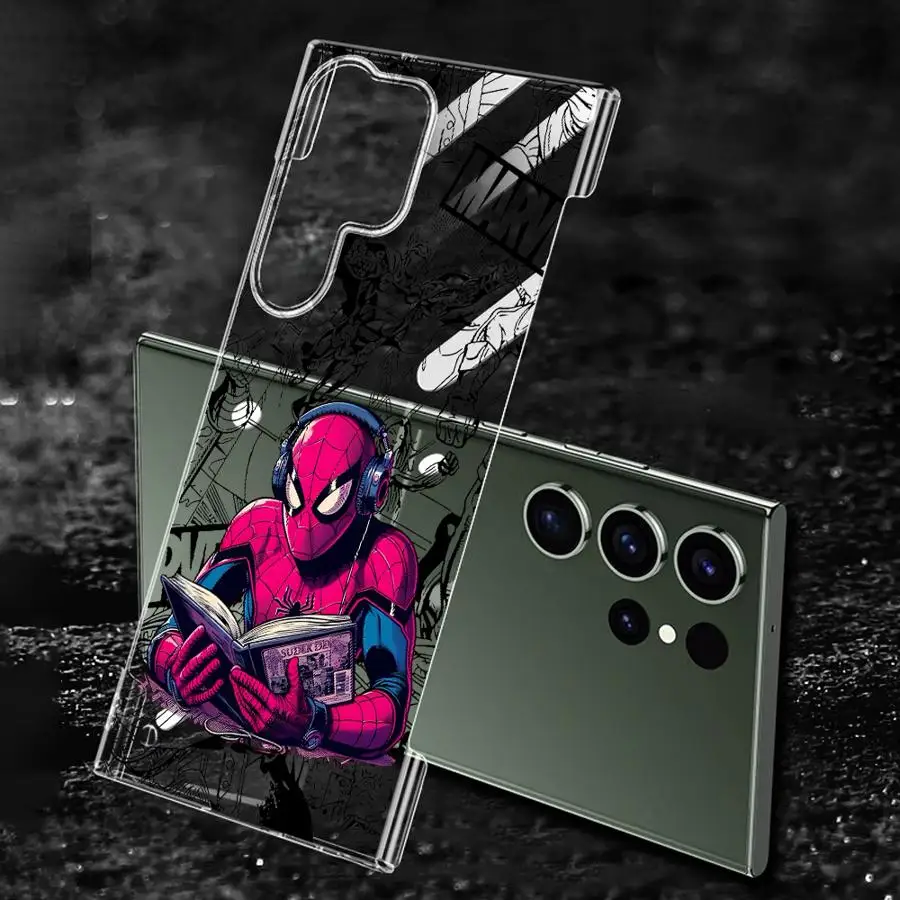 Shockproof Case for Samsung Galaxy S24 S23 Ultra S20 S21 FE S22 Plus Clear Silicone Shell Phone Cover Marvel Spider-Man Funda